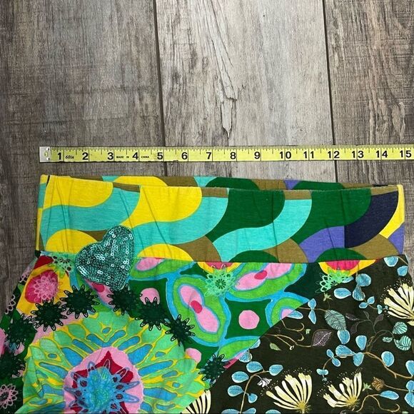 Multicolor Print Patchwork A-line Midi Skirt Size XL - Picture 7 of 11